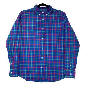 Lands End Plaid Button Down Long Sleeve Shirt